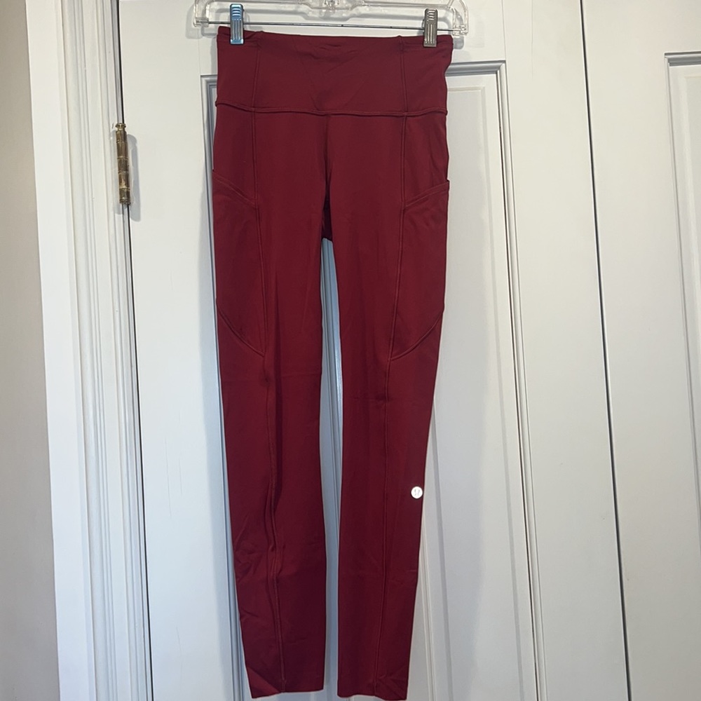 Lululemon align HR crop 23” inch with pockets deep red leggings work out